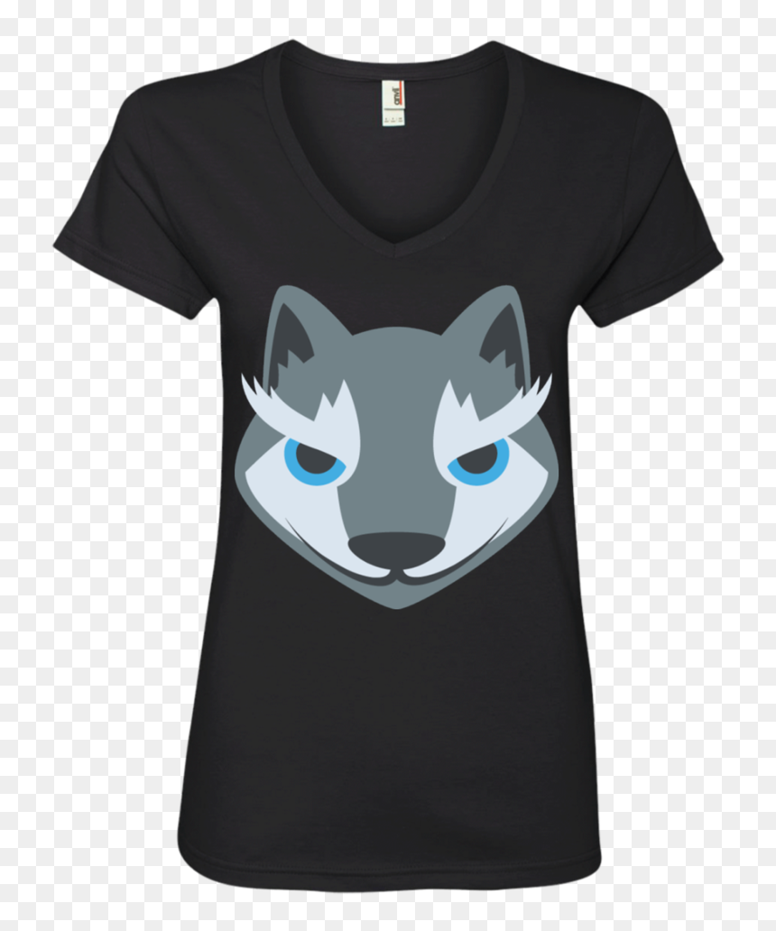 Wolf Face Emoji Ladies - T-shirt, HD Png Download - straight face emoji png