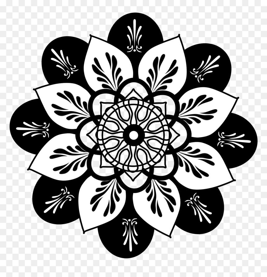 Clipart Mandala - Mandala Black And White, HD Png Download - tumblr mandala png