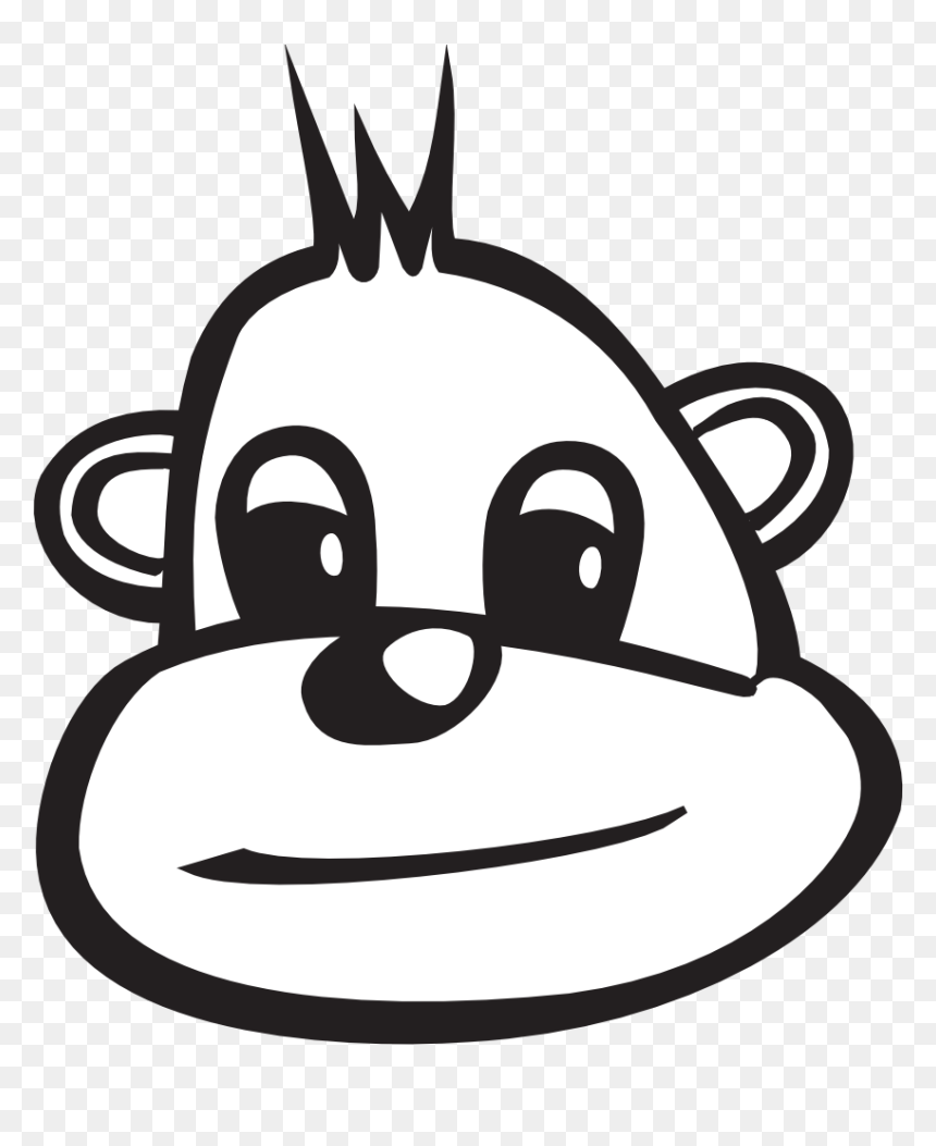 Monkey Head Black White Clipartist - Clip Art, HD Png Download - monkey head png