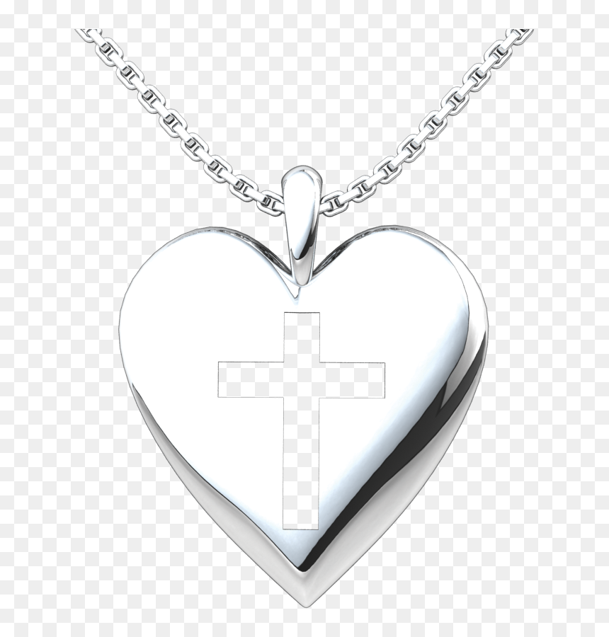Sterling Silver Simple Heart Cross Pendant - Necklace, HD Png Download - simple cross png