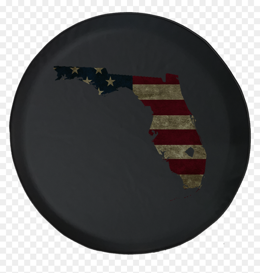 Spare Tire Cover Florida Distressed American Flag Jk - Circle, HD Png Download - tattered american flag png