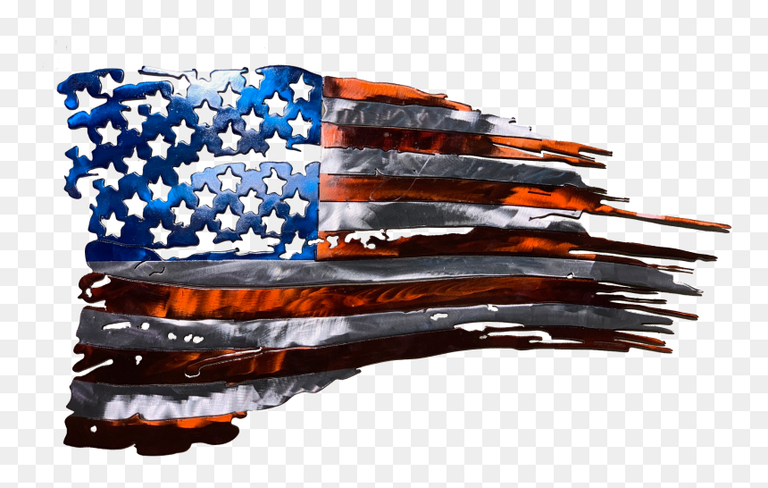 Blue Stripe Police Flag, HD Png Download - tattered american flag png