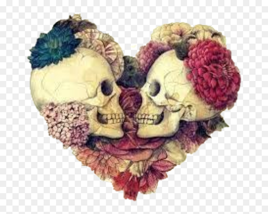 #amor De Calaveras - Skull And Heart And Flowers, HD Png Download - calaveras png