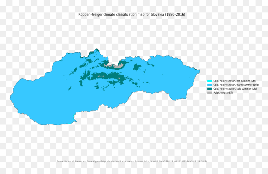 Koppen-geiger Map Svk Present - Slovakia Shape, HD Png Download - present .png