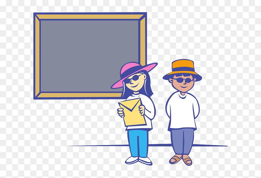 People, Boy, Girl, Kids, Front, Blackboard - Front Of Clip Art, HD Png Download - blank chalkboard png