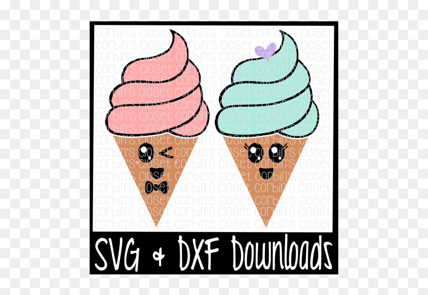 Free Kawaii Ice Cream * Fro-yo Cutting File - Ice Cream Cone, HD Png Download - cameo png