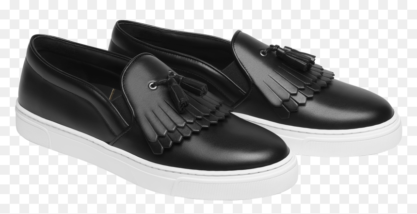 Black Slip On Sneakers With Fringes And Tassels - Slip-on Shoe, HD Png Download - fringe png