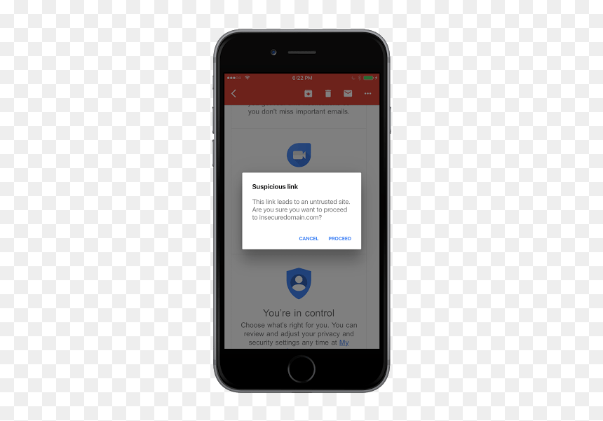 Gmail App For Ios Anti Phishing - Anti Phishing Ios, HD Png Download - suspicious png