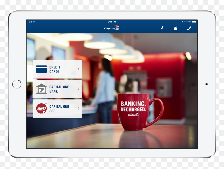 Ipad 2x Sign In Coffee Shop Cinemagraph - Tablet Computer, HD Png Download - capital one png