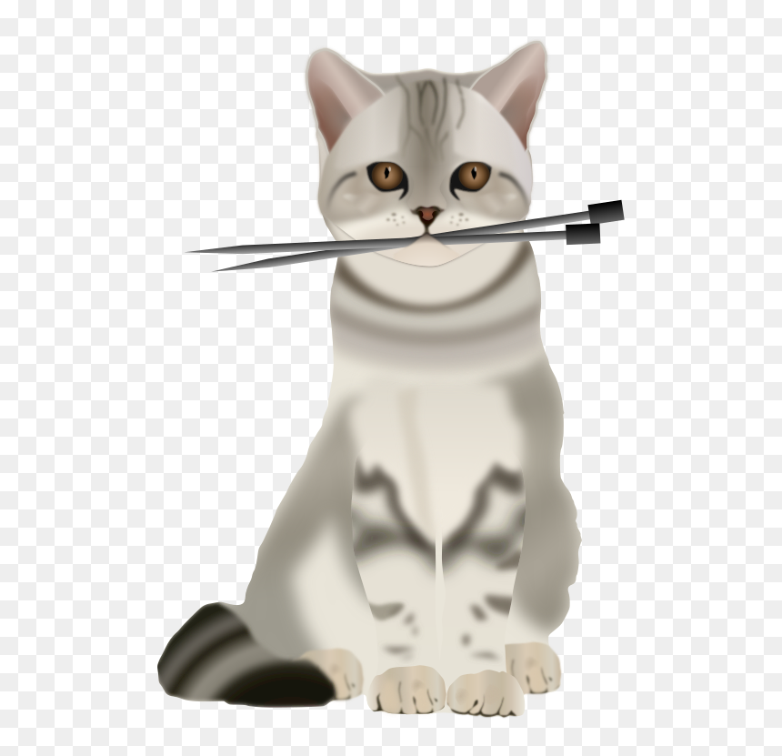 Cat With Knitting Needles - Knitting Cats, HD Png Download - needles png