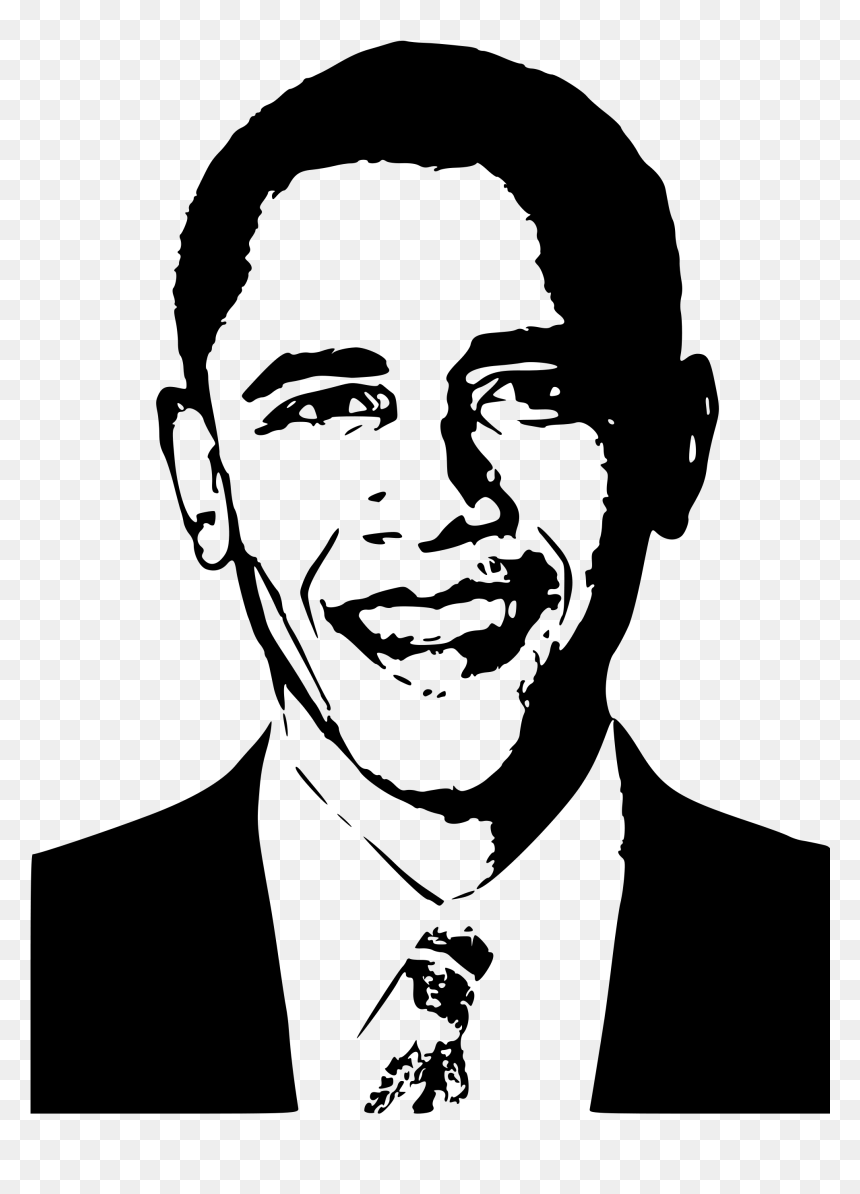 Black And White Obama, HD Png Download - barack obama face png
