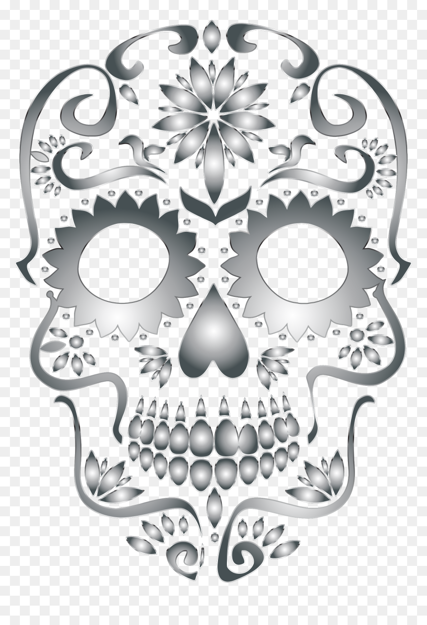 Sugar Skull Free Clip Art, HD Png Download - skull art png