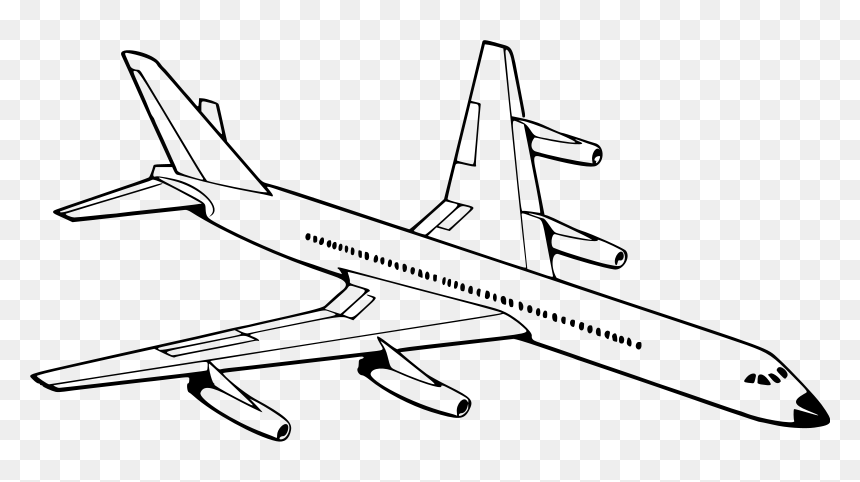 Black And White Airplane, HD Png Download - airliner png