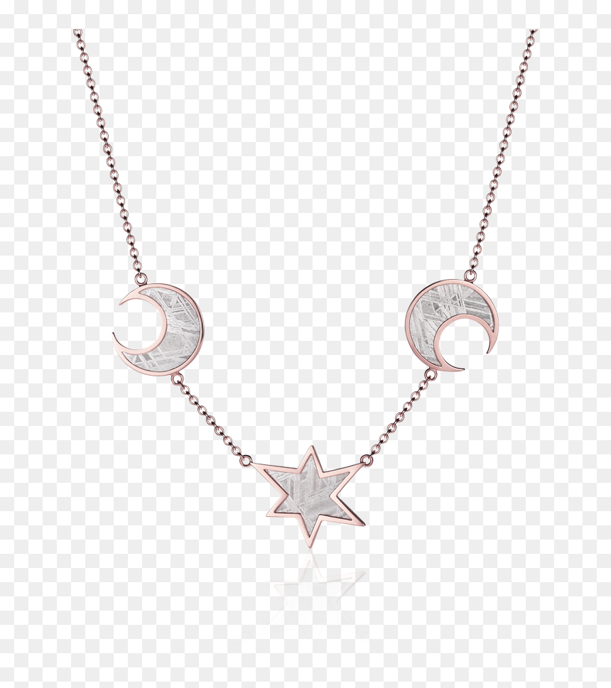 Meteorite Moons And Star Necklace In Red Gold - Necklace, HD Png Download - moons png