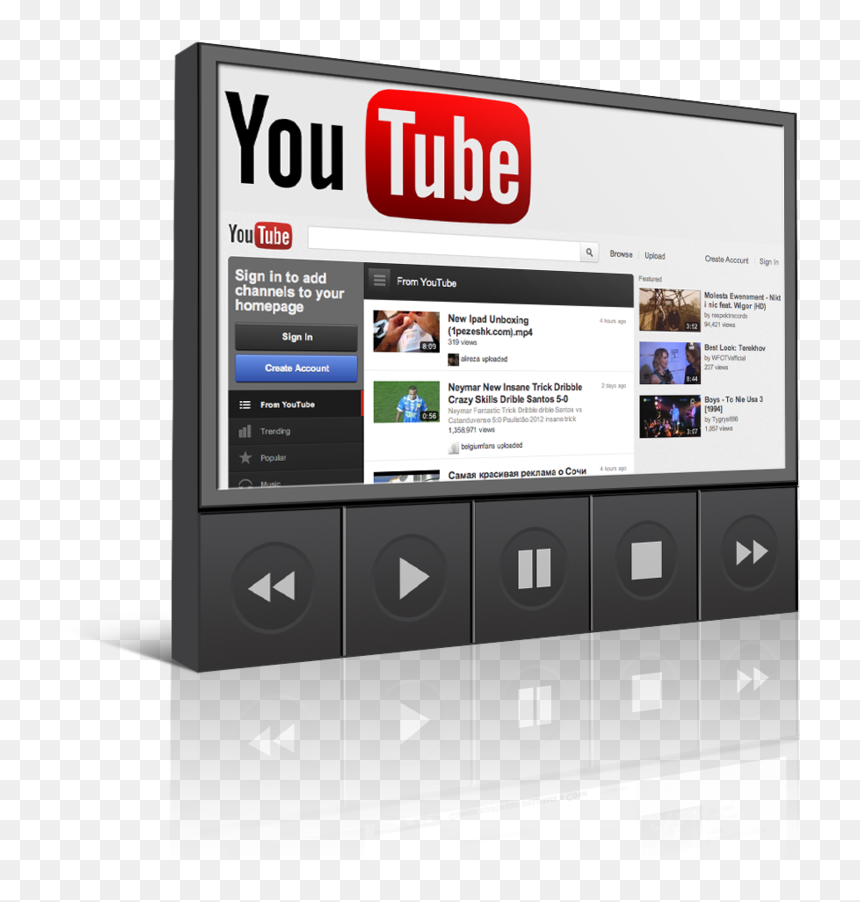 Youtube, HD Png Download - youtube player png
