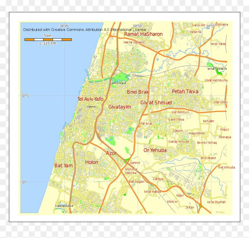 Tel Aviv Yafo Israël, HD Png Download - israel map png
