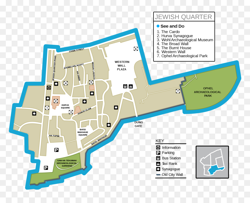 Old City Jerusalem Jewish Quarter Map, HD Png Download - israel map png