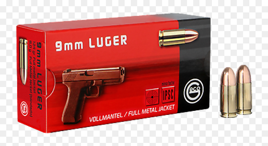 Geco 9 Mm Luger Fmj Round-nose 124 Gr - 38 Super Auto Munition, HD Png Download - luger png