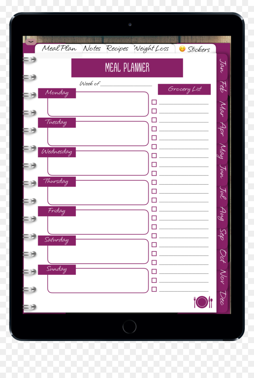 Meal Planner, HD Png Download - ipad template png