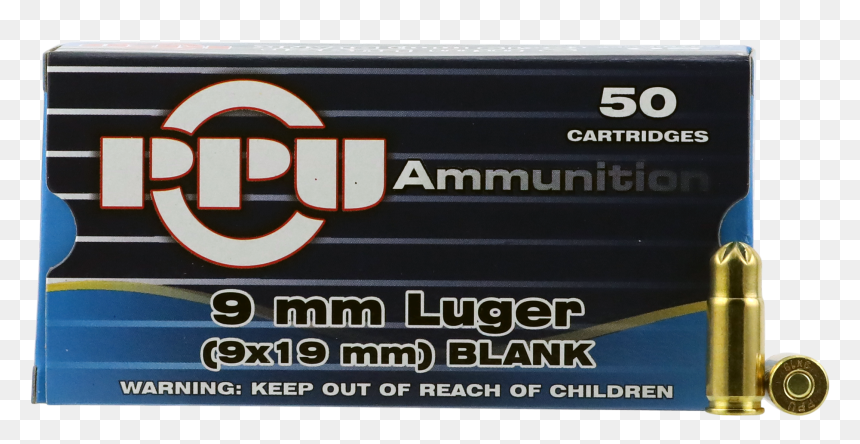 Ppu Blank Ammo, Ppu Ppb9l 9mm Luger Blank 50/20 - Bullet, HD Png Download - luger png