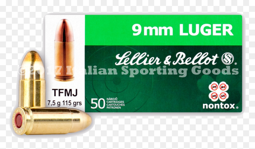 Sellier & Bellot 9mm Luger, 115 Gr Non Toxic"
 Title="sellier - 9mm, HD Png Download - luger png