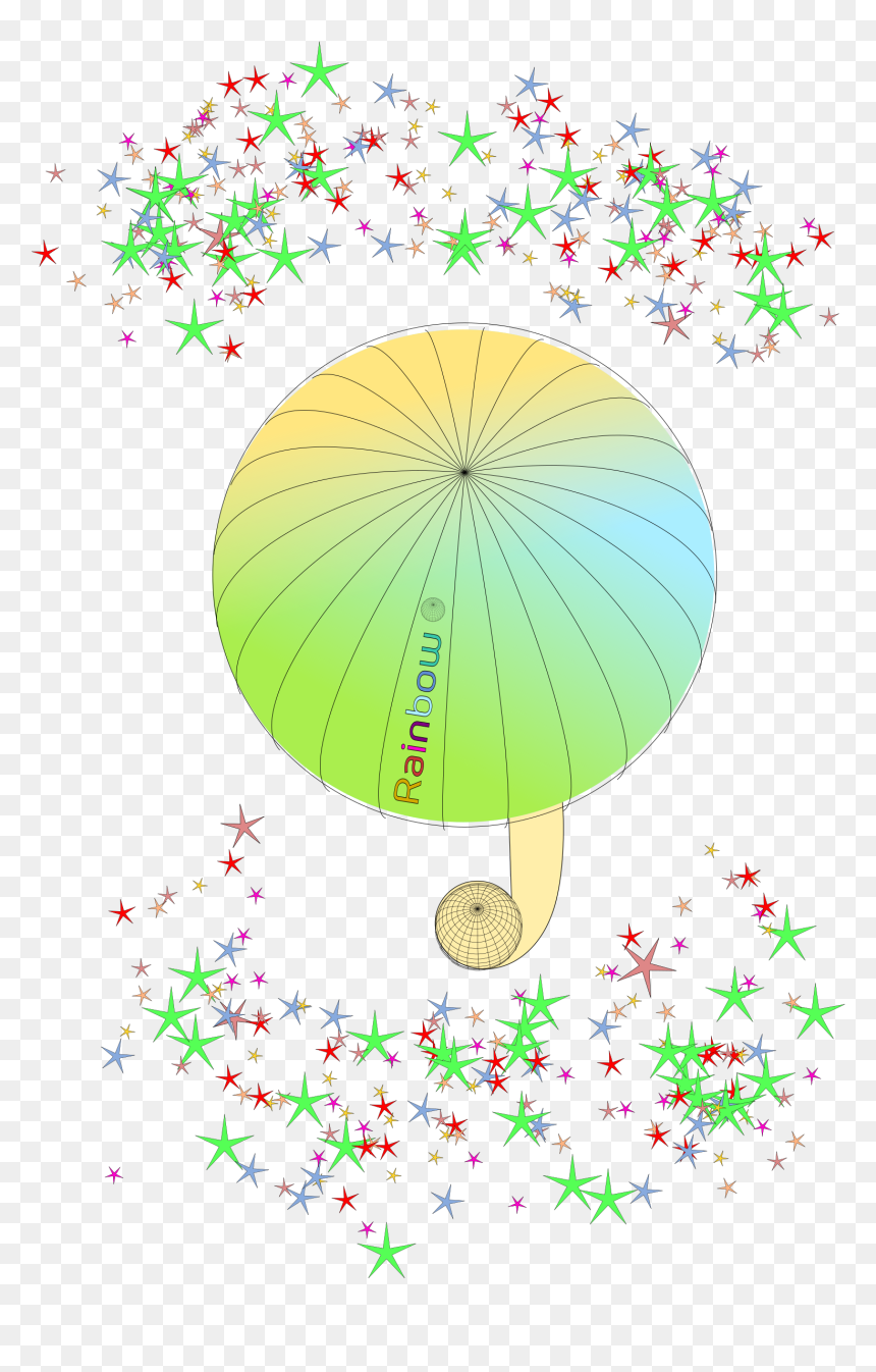 Umbrella With Text Rainbow And Colorful Stars Clip - Circle, HD Png Download - rainbow stars png