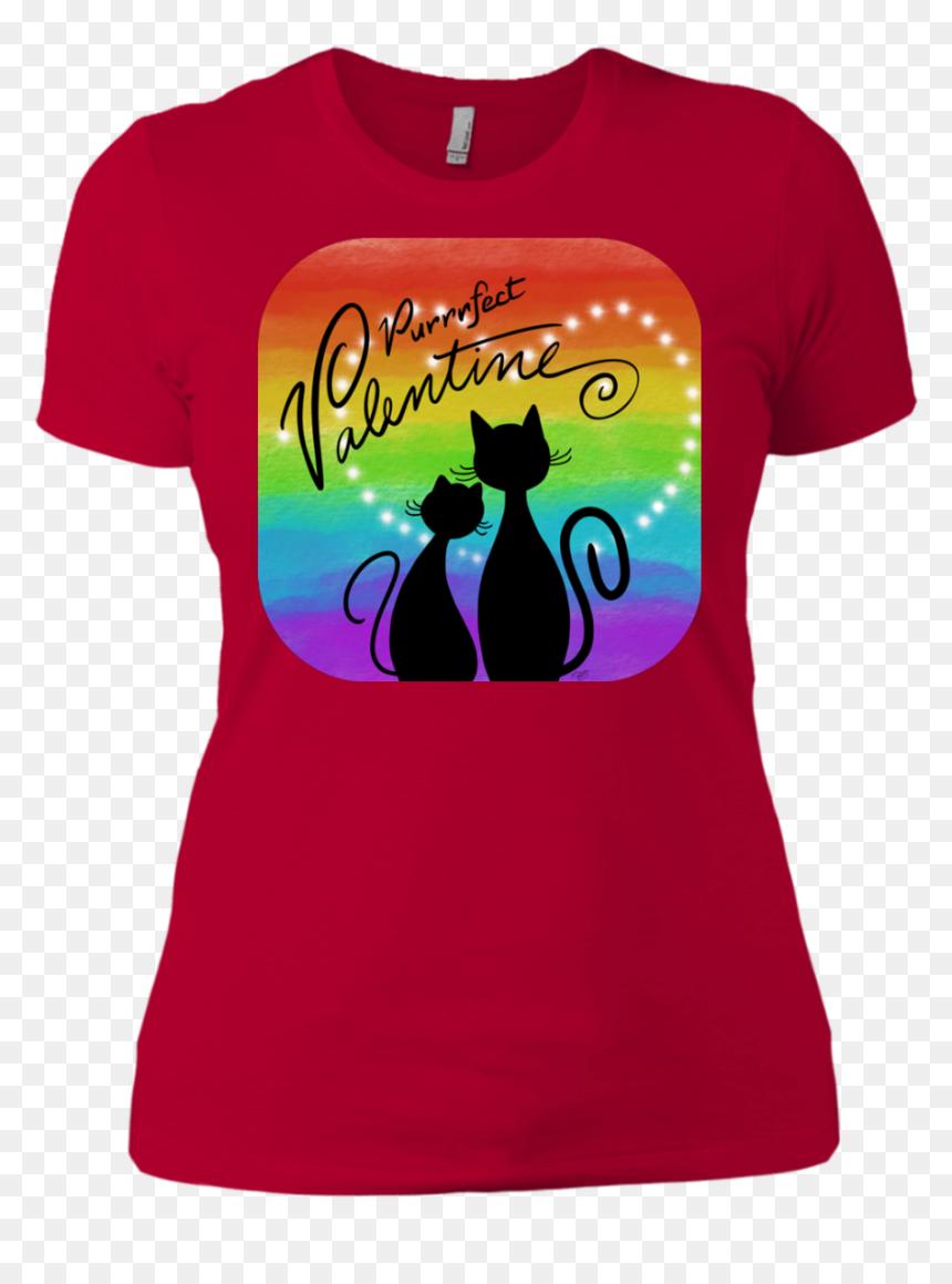 Purrrfect Valentine Rainbow And Stars Ladies - Active Shirt, HD Png Download - rainbow stars png