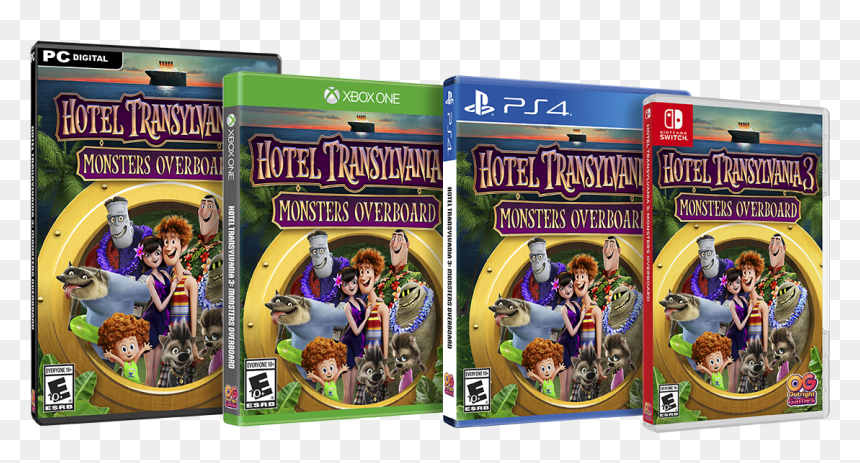 Ht3 Us Pc X1 Ps4 Swit Ns - Ps4 Hotel Transylvania 3 Monsters Overboard, HD Png Download - hotel transylvania 2 png