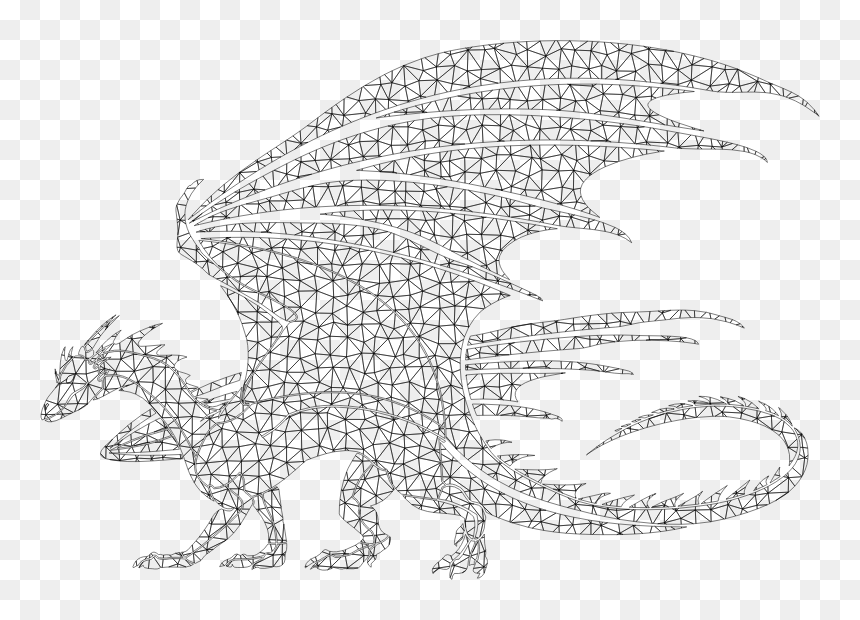 13smoks Low Poly Prismatic Dragon Wireframe - Line Art, HD Png Download - wireframe png