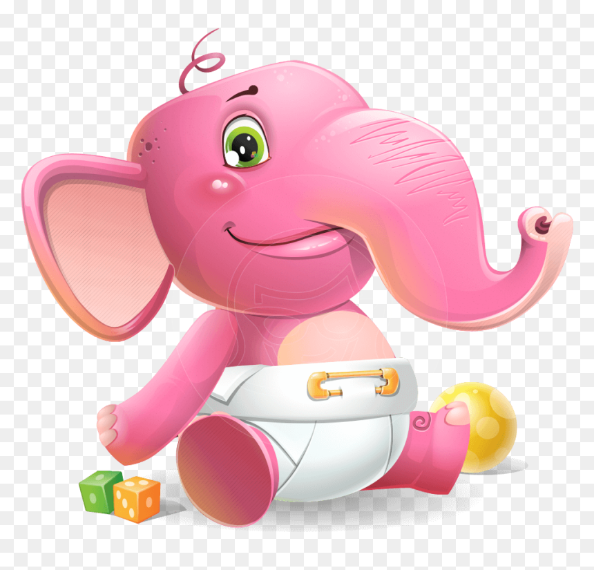Baby Elephant Vector Cartoon Character - Vector Elephant Baby Hd, HD Png Download - elephant vector png