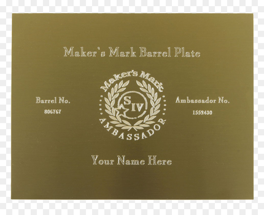 Personalized Ambassador Barrel Plate - Fred Perry, HD Png Download - makers mark png