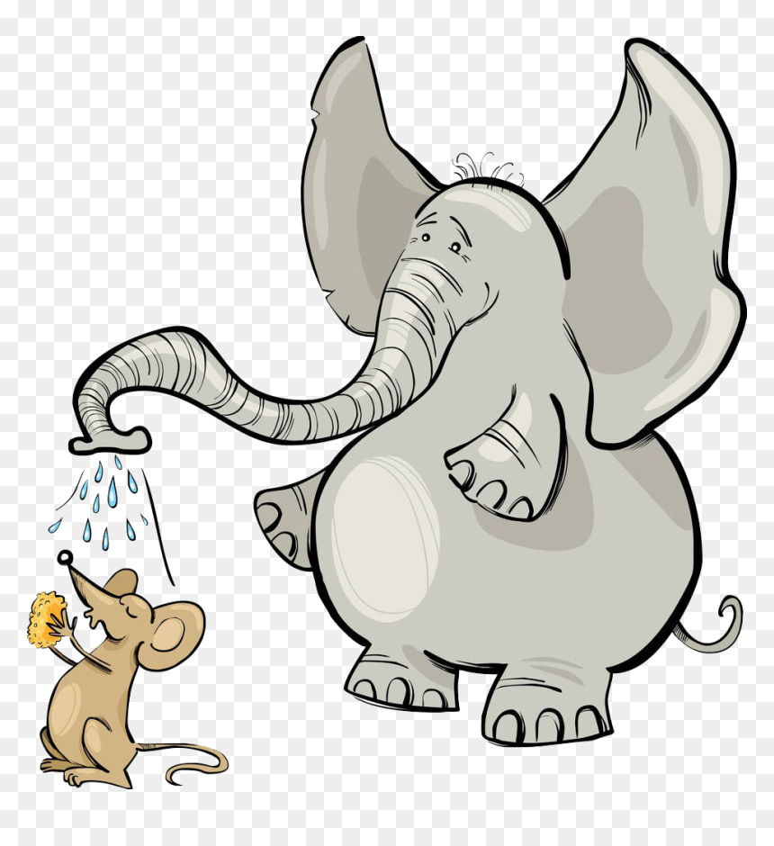 Drawing Laboratory Elephant - Elephant And Mouse Cartoon, HD Png Download - elephant vector png