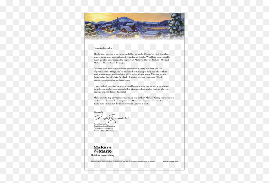 Ambassador Holiday Gift, HD Png Download - makers mark png