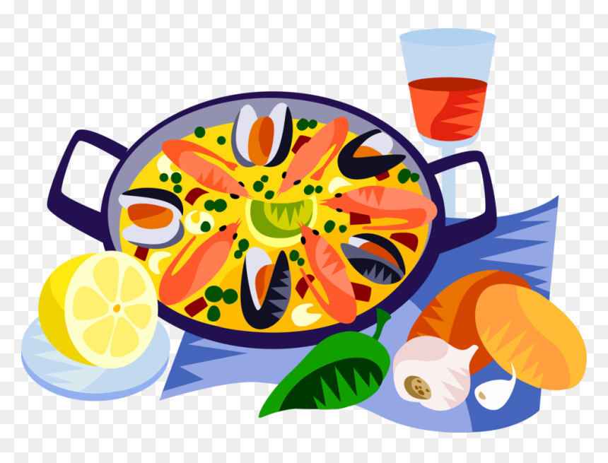 Vector Illustration Of European Spanish Cuisine Paella - Paella Clip Art, HD Png Download - paella png