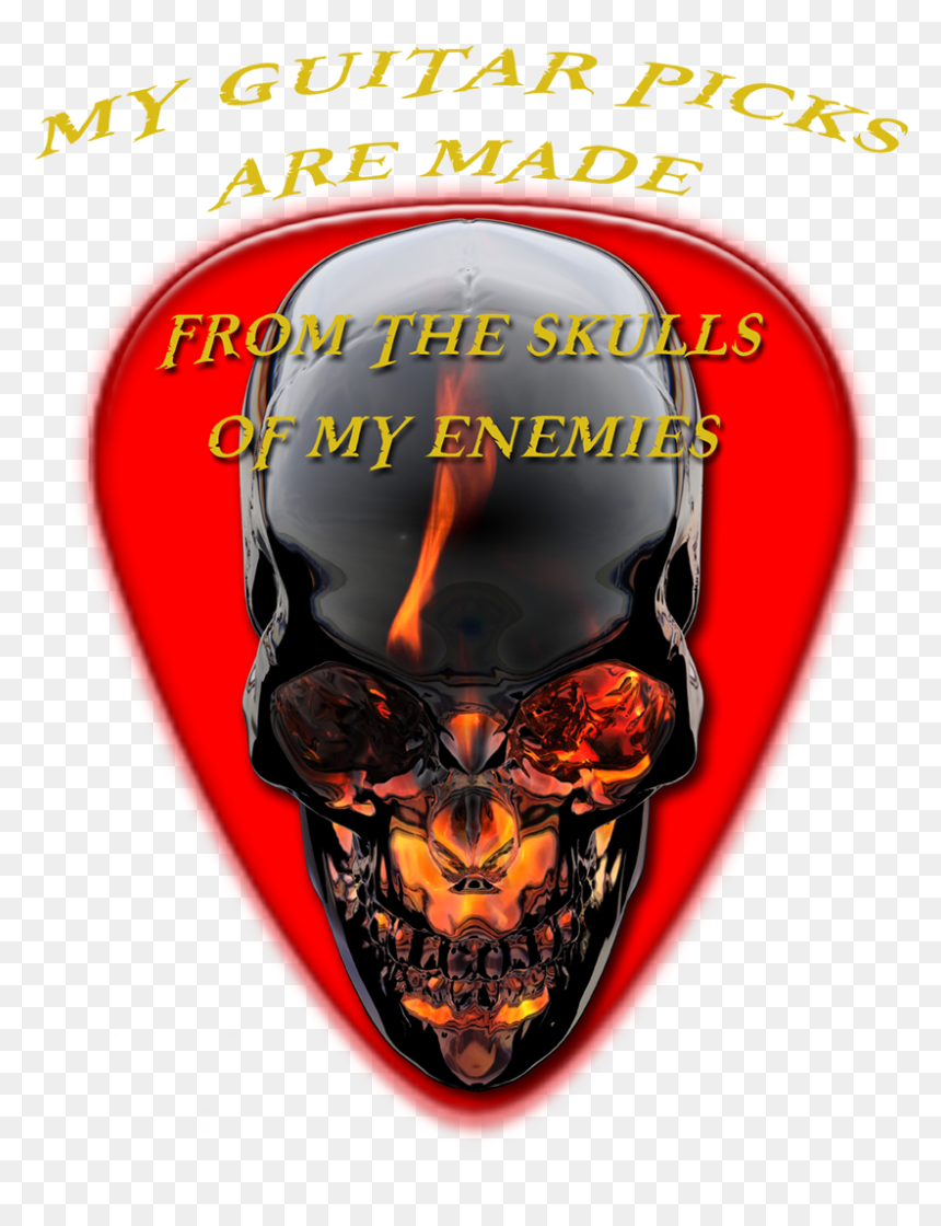 Guitar Pick Skull T-shirt - Огонь Череп, HD Png Download - caveira png