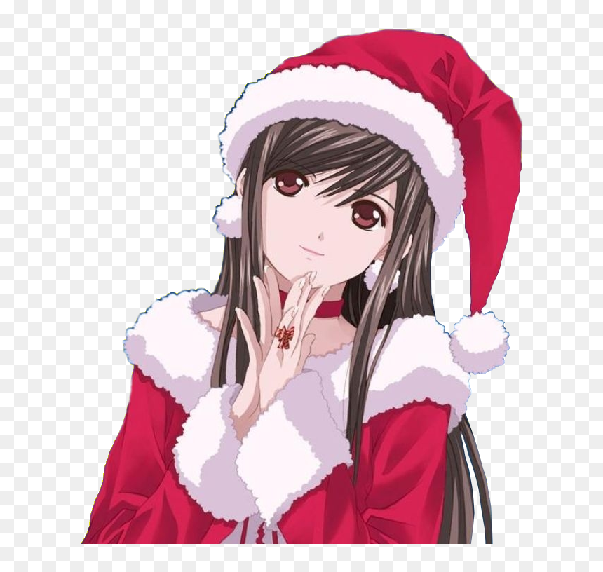 Cute Cartoon Girl Christmas, HD Png Download - anime .png