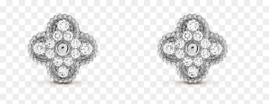 Van Cleef & Arpels Alhambra Earrings White Gold, HD Png Download - earing png