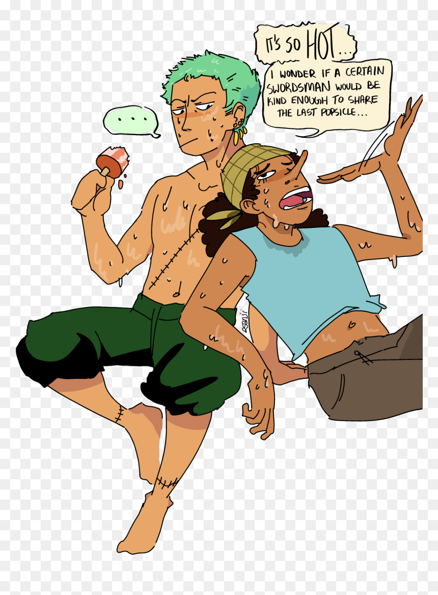 Psst Zoro Bites His Ice Cream, Pass It On - Cartoon, HD Png Download - roronoa zoro png