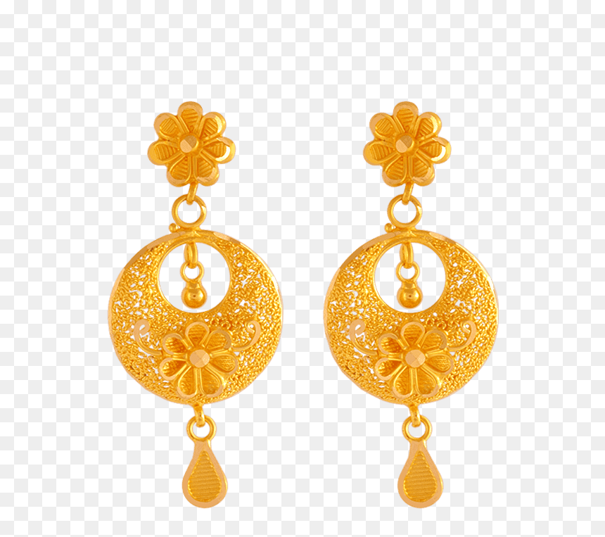 22kt Yellow Gold Chandbali Earrings For Women - Chandbali Earrings In Gold, HD Png Download - earing png