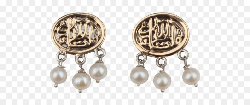 Lujain Gold Arabic Design Circular Earings With Trio - Earrings, HD Png Download - earing png