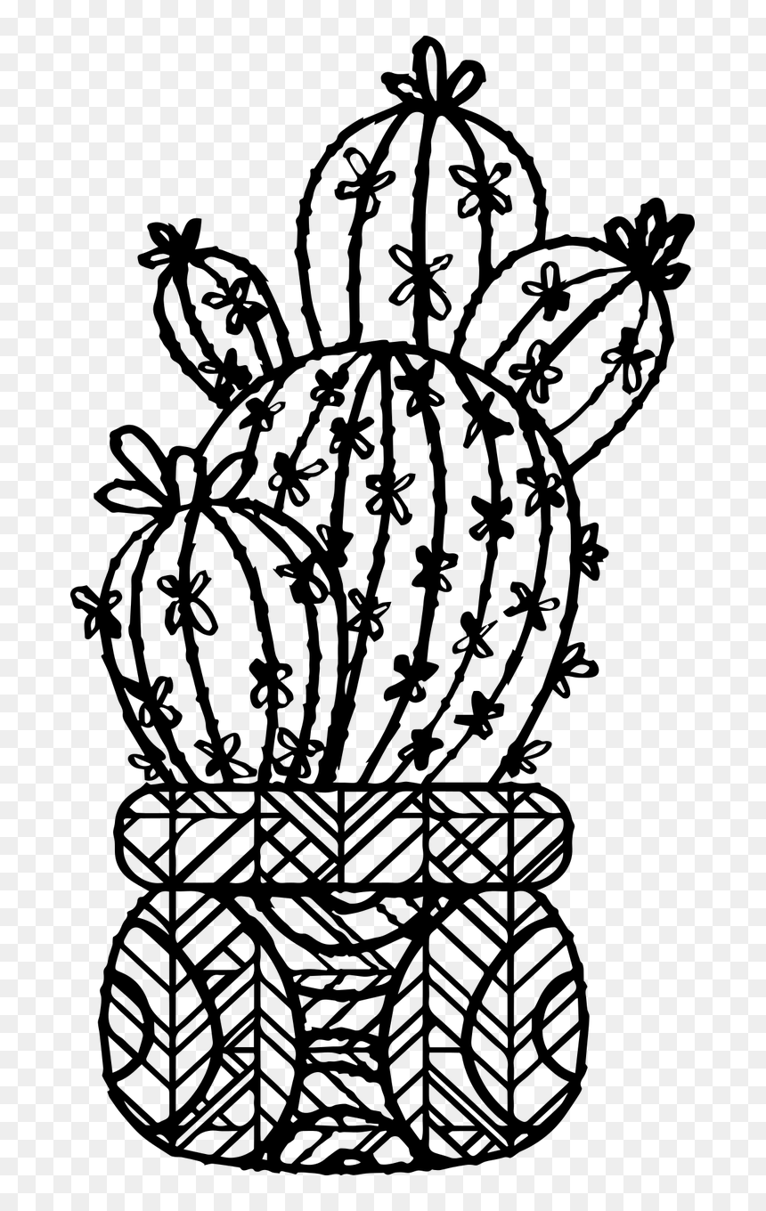 Clip Art Cuctus Black And White, HD Png Download - cactus drawing png