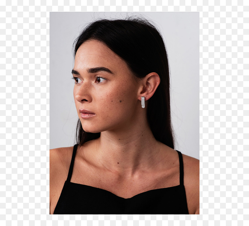 Silver Fold Clip Stud Earrings, HD Png Download - earing png