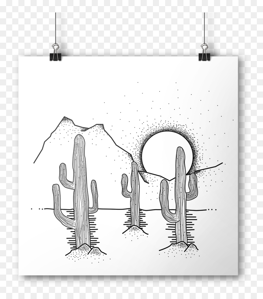 Cactus - Sketch, HD Png Download - cactus drawing png