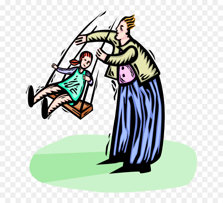 Vector Illustration Of Father Swinging Young Daughter, HD Png Download - angry dad png