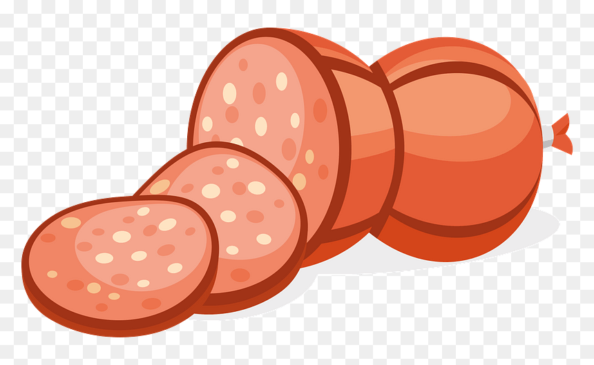 Sliced Sausage Clipart - Slice Of Sausage Cartoon, HD Png Download - wood slice png