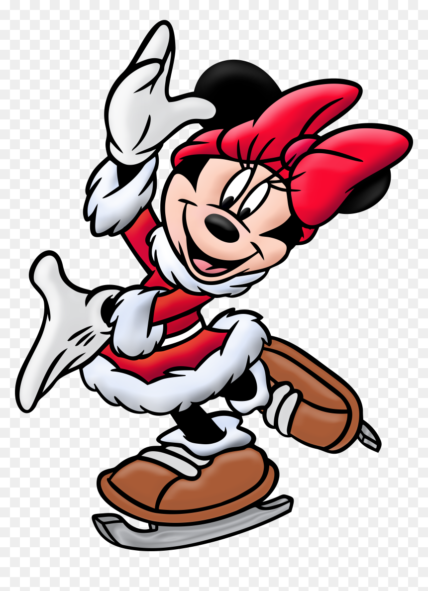 Mini Mouse Skating Transparent Cartoon, HD Png Download - disney christmas png