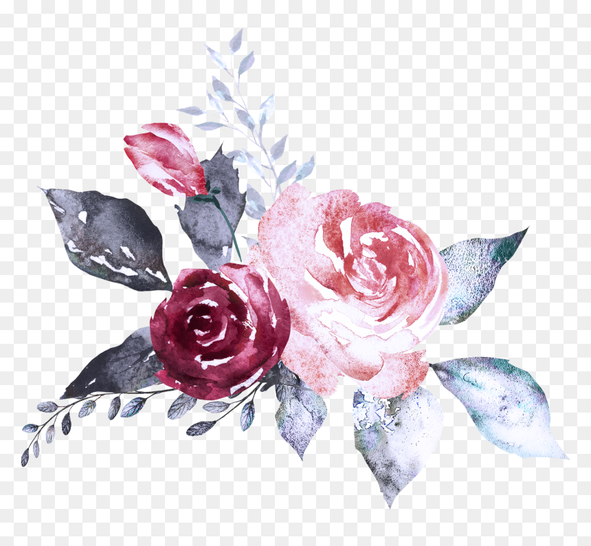 Rosa Y Flor Acuarela, HD Png Download - watercolor splotch png