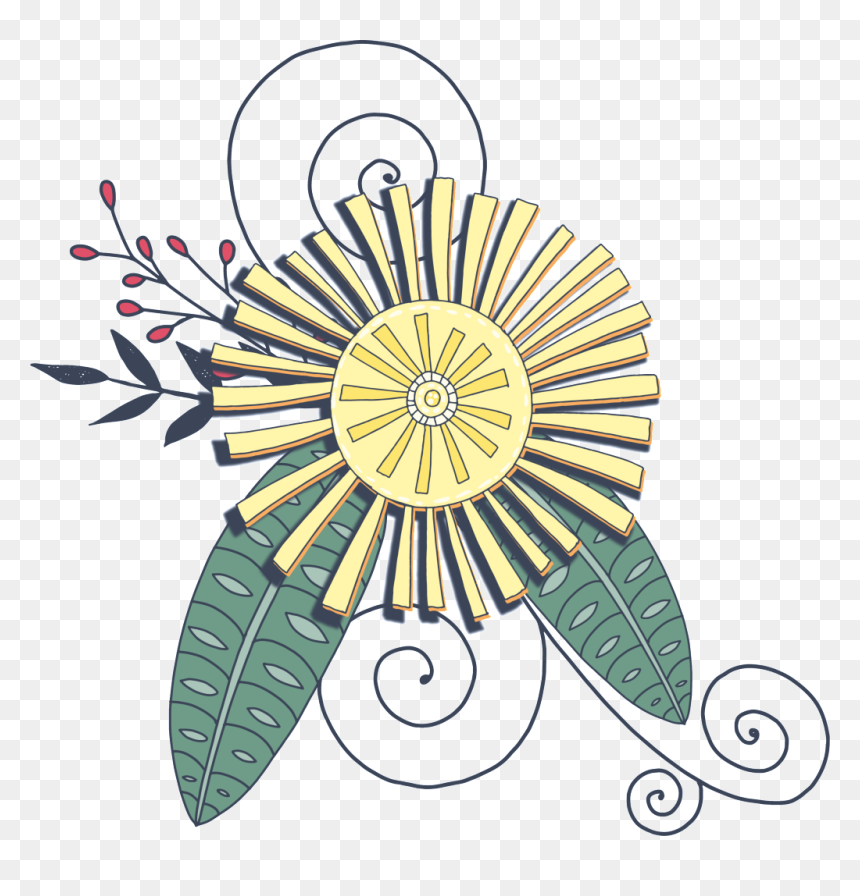 Hand Painted Yellow Linear Flower Png Transparent Clipart - Illustration, Png Download - black smear png