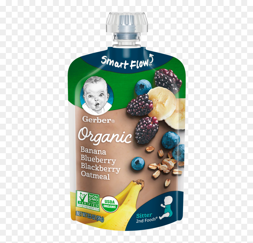 Banana Blueberry Blackberry Oatmeal - Gerber Organic Baby Food, HD Png Download - blackberry fruit png