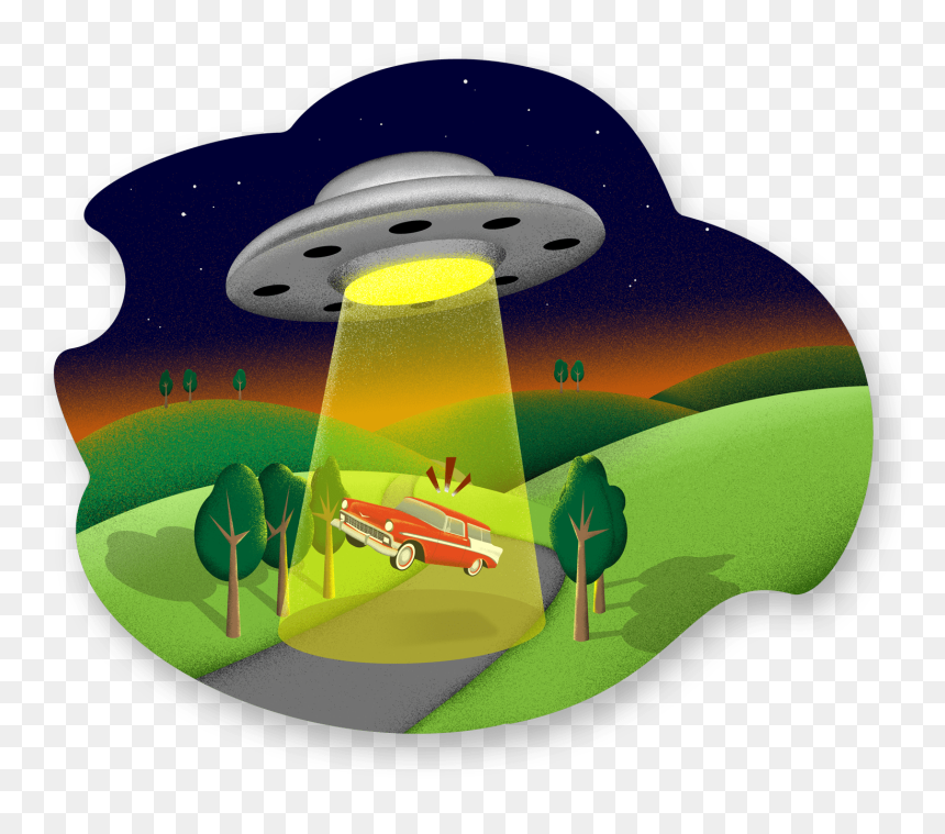A Ufo Beaning Up A Car - Illustration, HD Png Download - beaned png